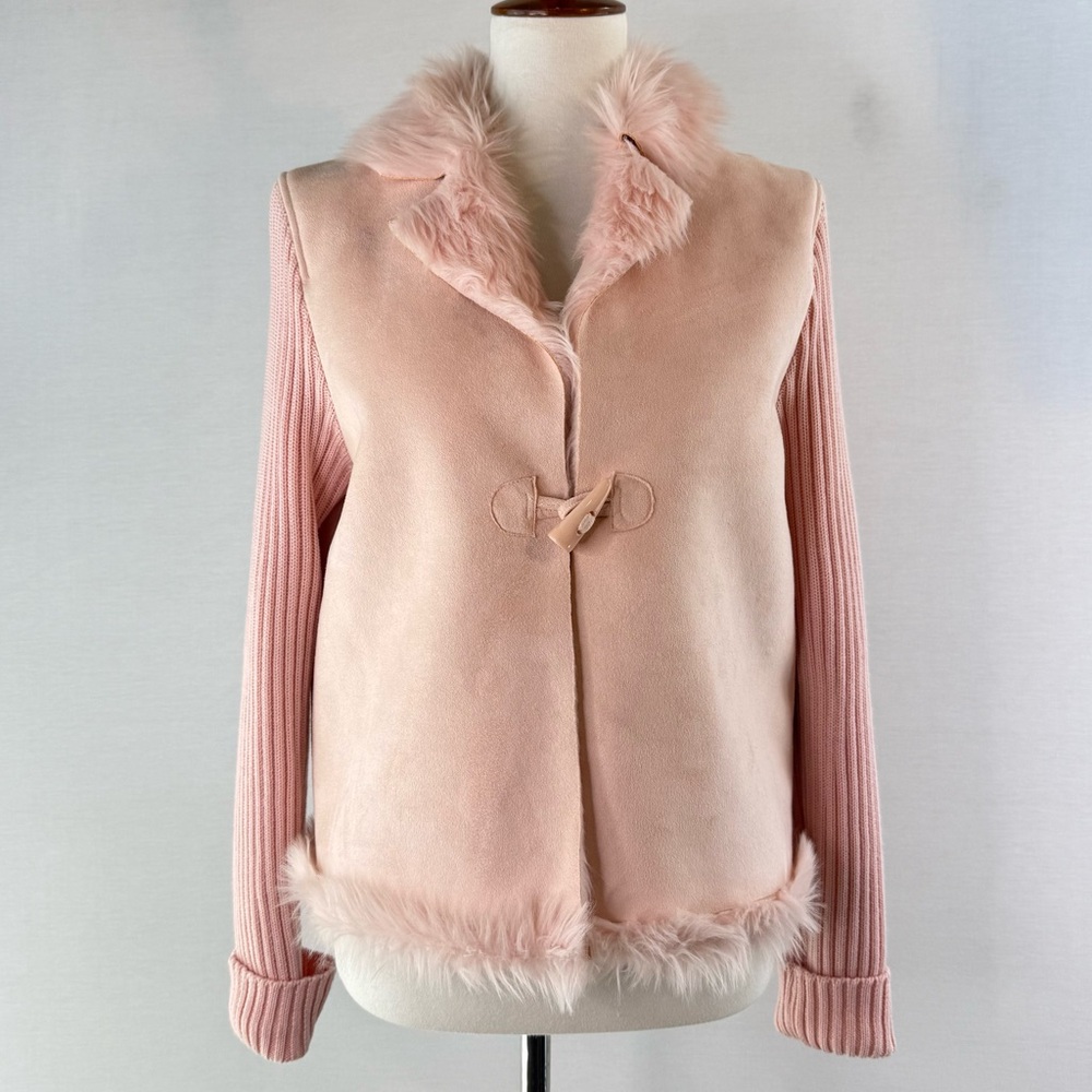 Montanaco Butte Montana Pink Faux Suede Faux Fur Trim Jacket